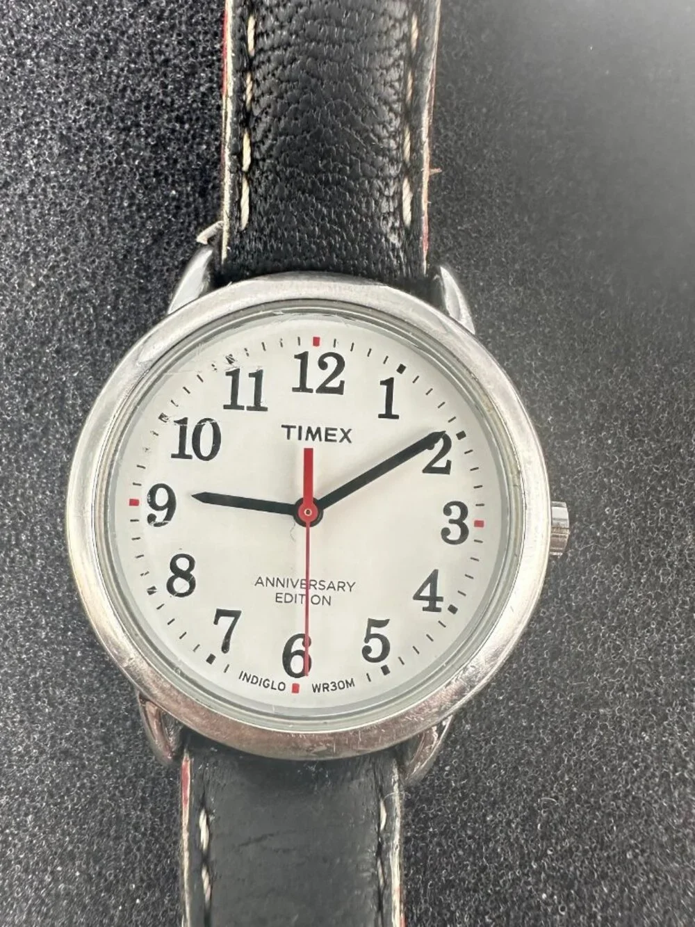 Timex Indiglo Watch Womens Anniversary Edition Black  Leather Band New Battery